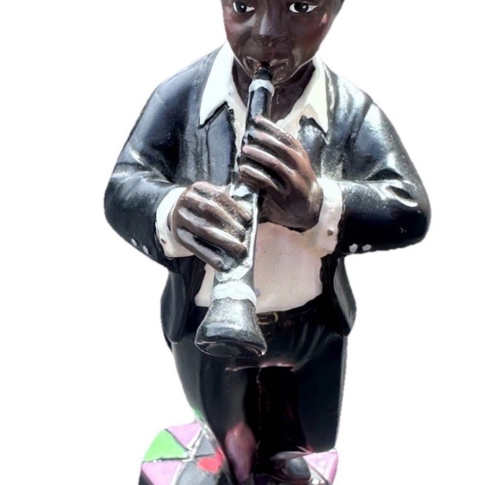Hand-Painted Black Musical Figurine Set with Turquoise Dress - Picture 6 of 6